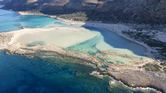 Laguna Balos na Krecie z lotu ptaka, Grecja